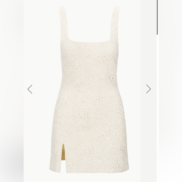 STAUD Dresses & Skirts - Staud Le Sable Floral Beaded Minidress Ivory